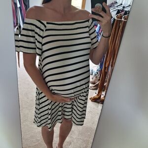 Striped Off-Shoulder Dress